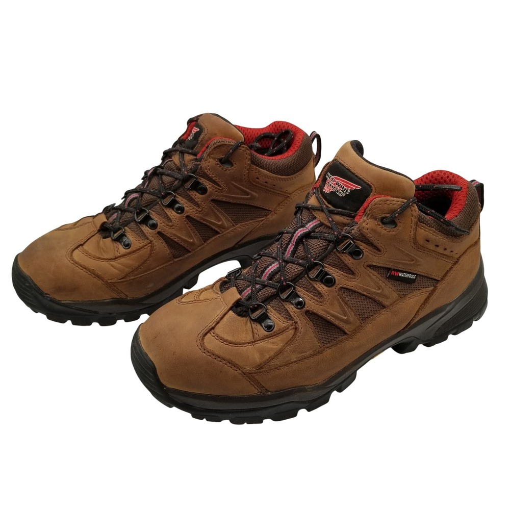 Red Wing Hiker Work Boots Mens 9.5 D Brown Leather Waterproof Vibram 8672